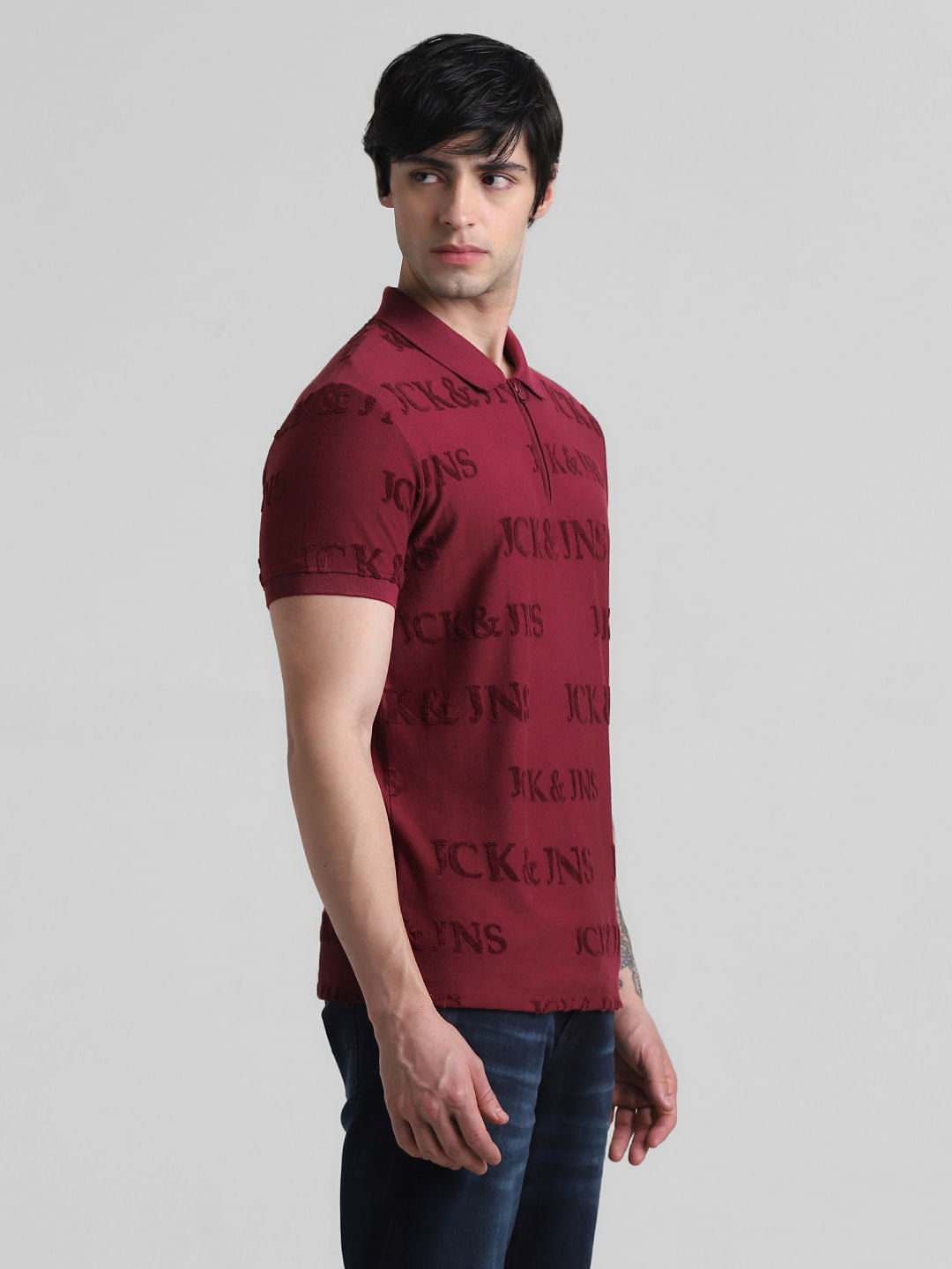 Red Logo Print Polo T-shirt