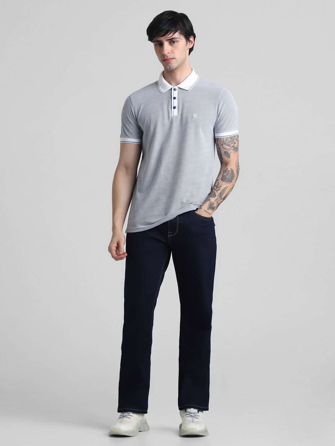 Blue Jacquard Polo T-shirt