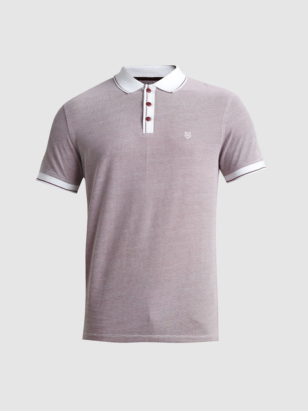 Maroon Jacquard Polo T-shirt