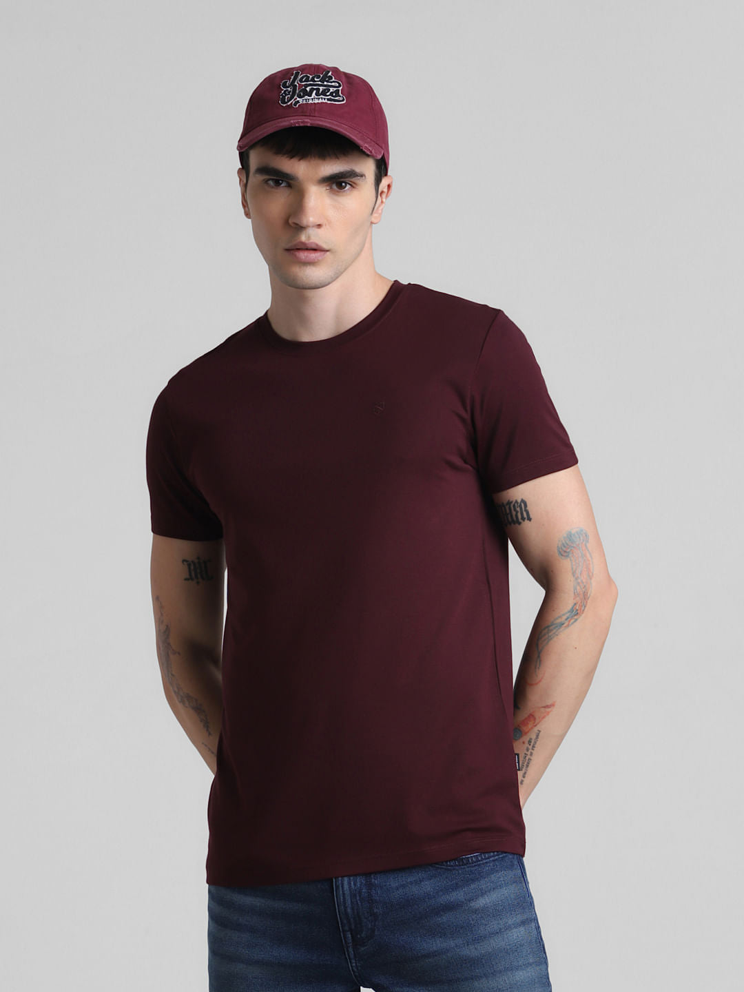 Maroon Crew Neck T-shirt - S