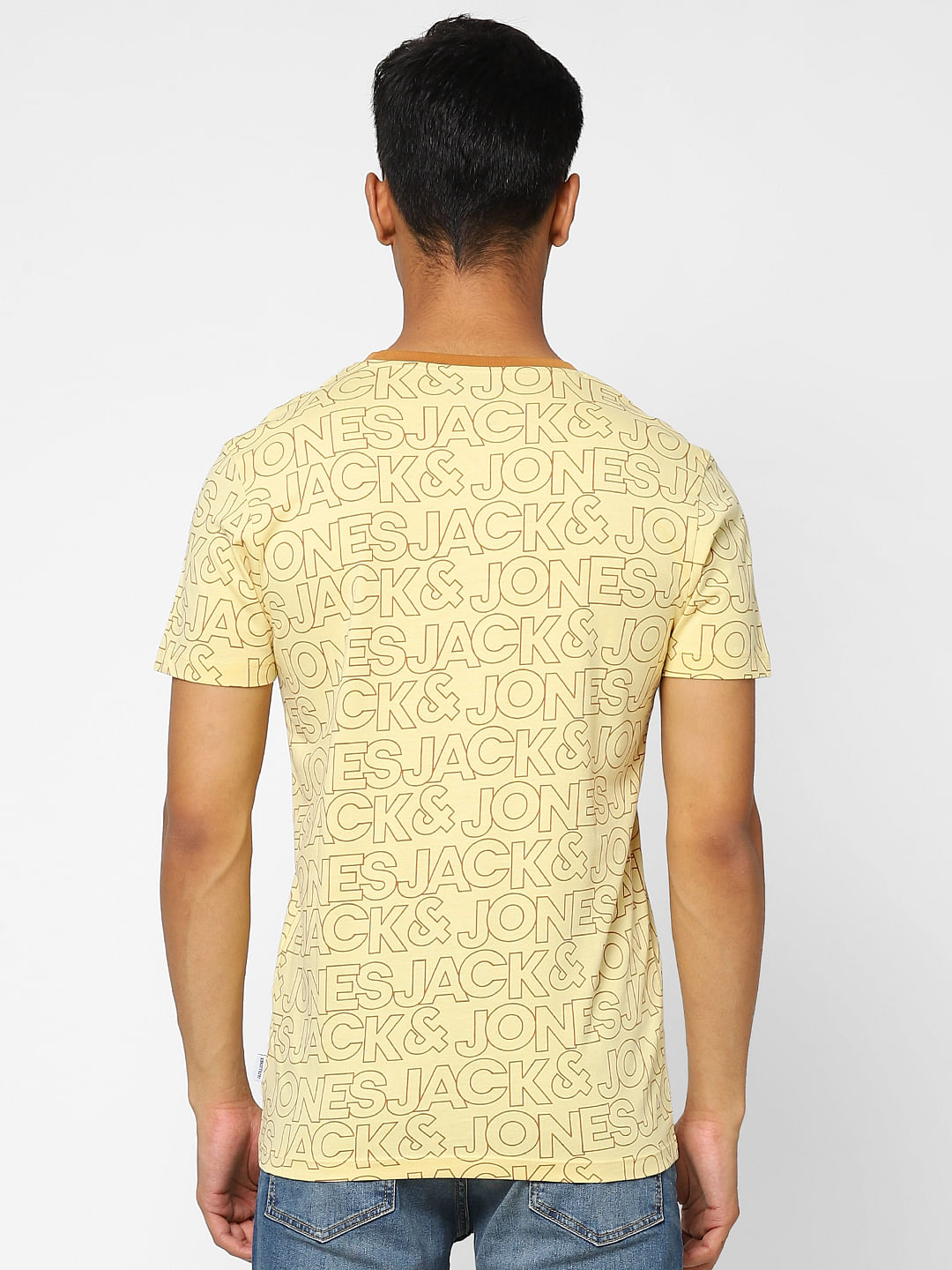 Yellow Logo Print Crew Neck T-shirt