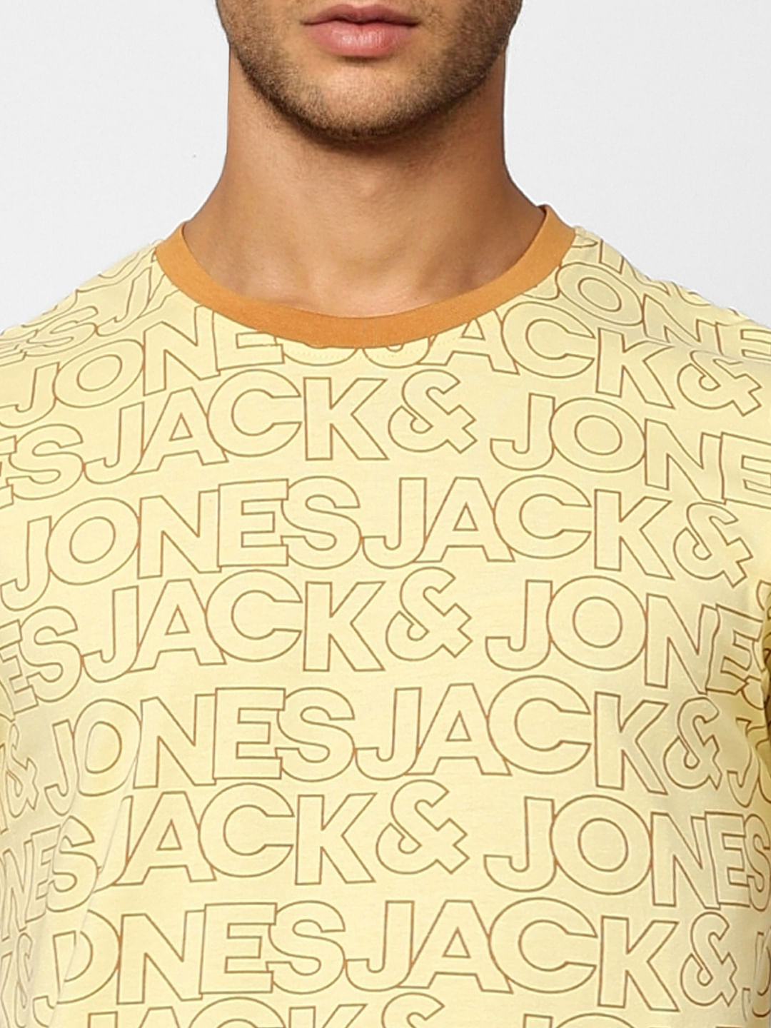 Yellow Logo Print Crew Neck T-shirt