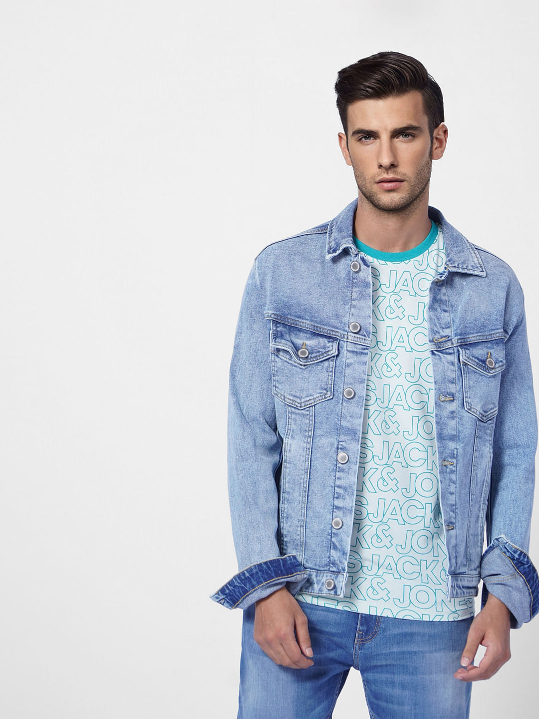Blue Logo Print Crew Neck T-shirt - S