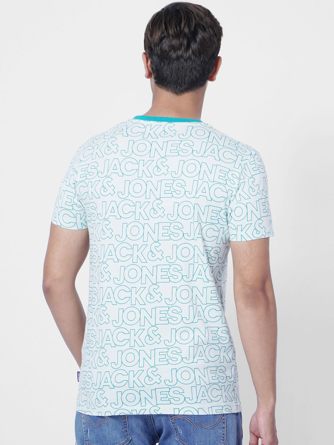 Blue Logo Print Crew Neck T-shirt