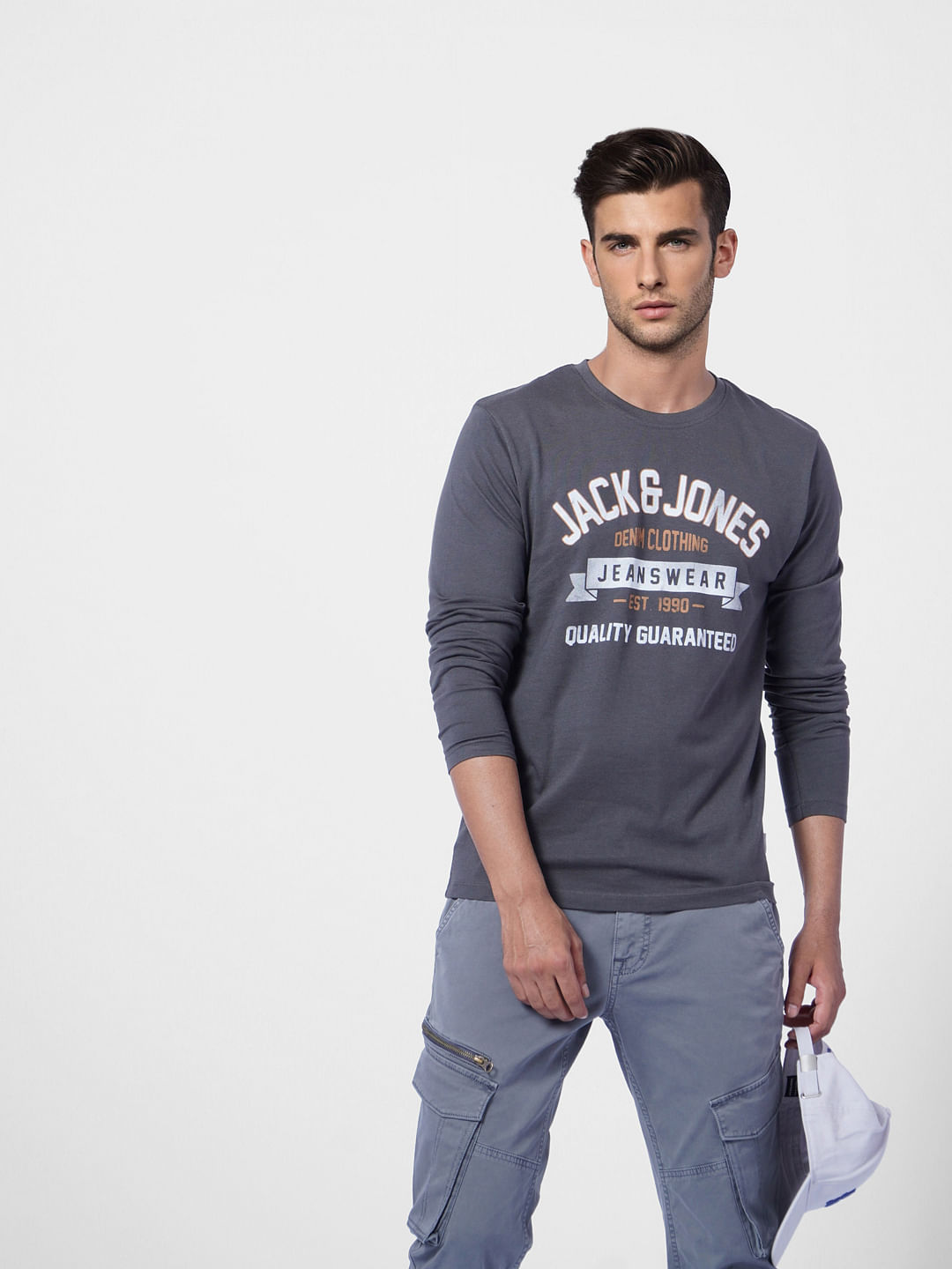 Black Logo Print Crew Neck T-shirt - S