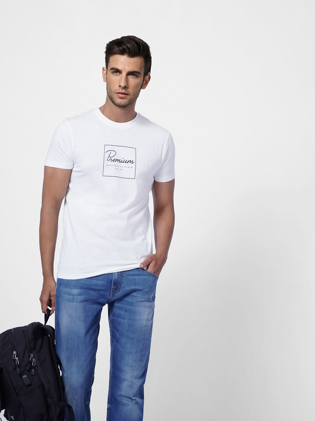 White Crew Neck T-shirt - S