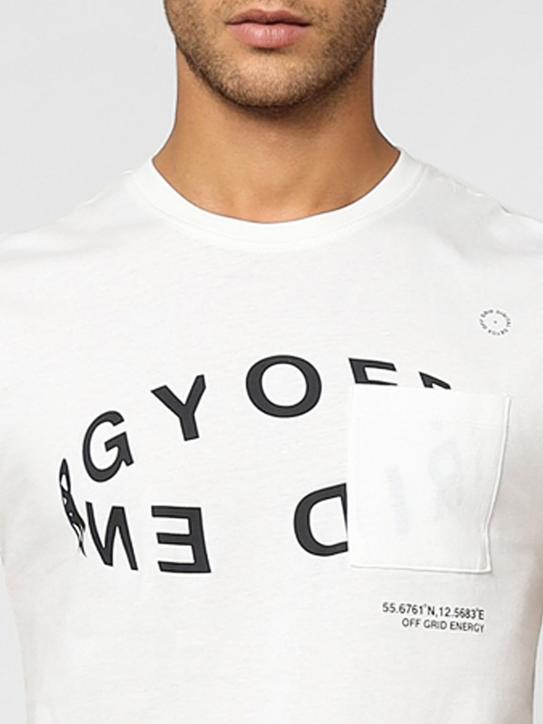 White Typographic Print Crew Neck T-shirt