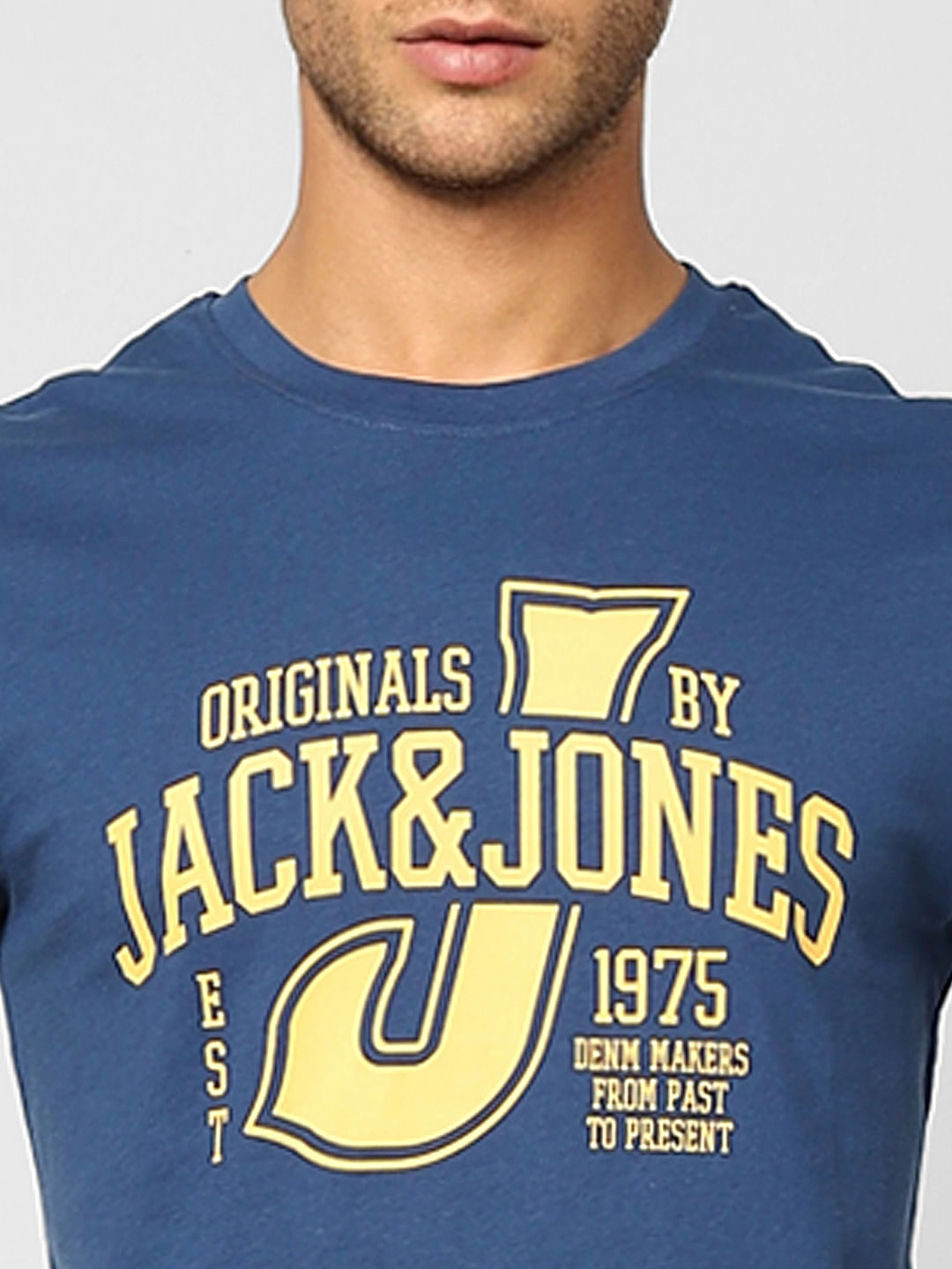 Blue Typographic Print Crew Neck T-shirt