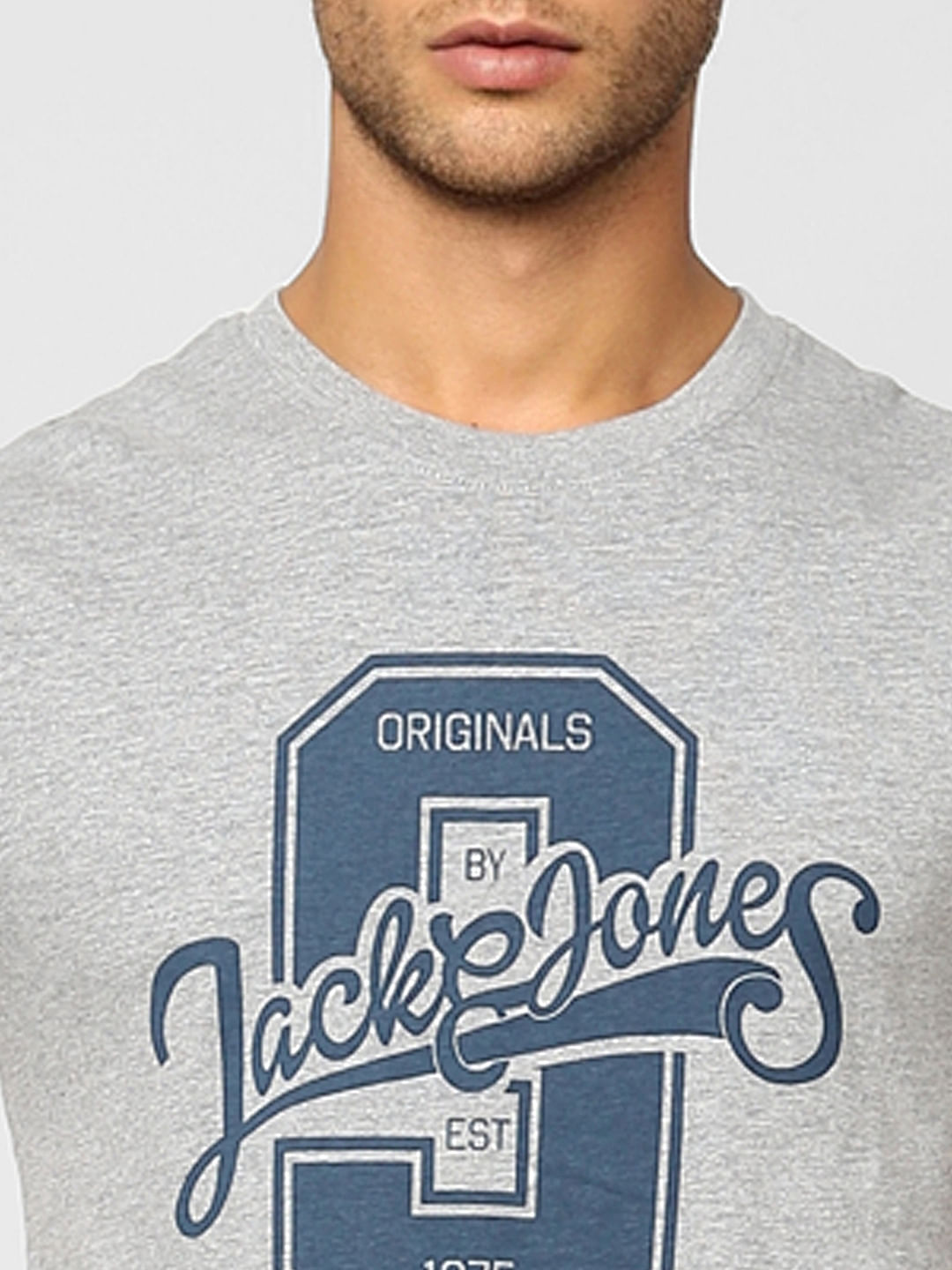 Light Grey Logo Print Crew Neck T-shirt