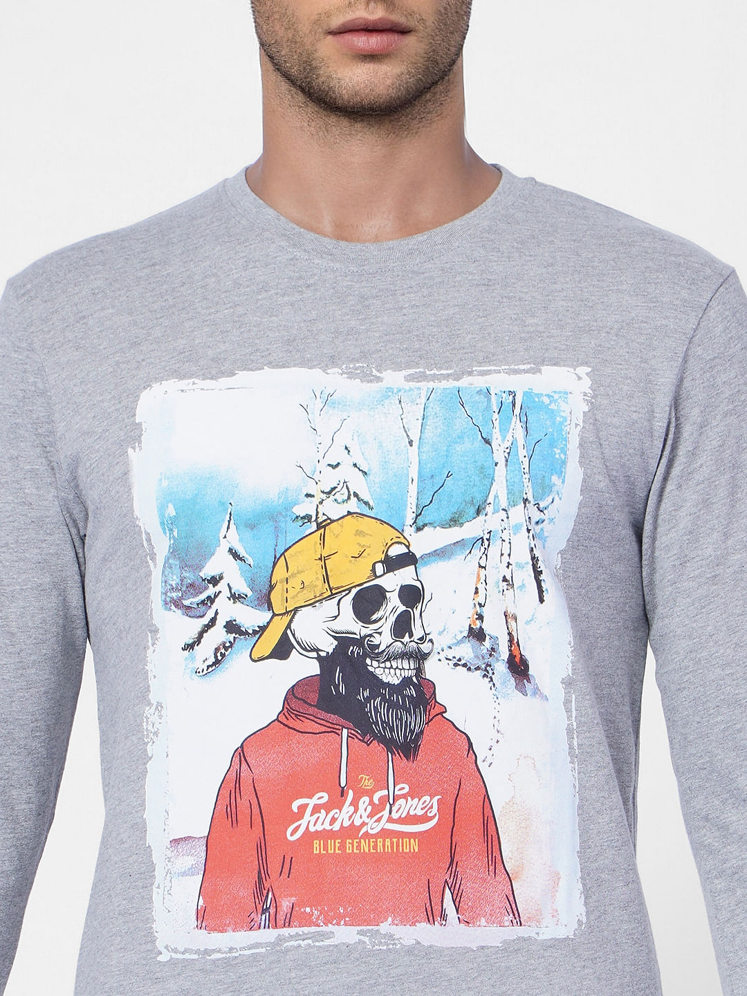 Light Grey Graphic Print Crew Neck T-shirt