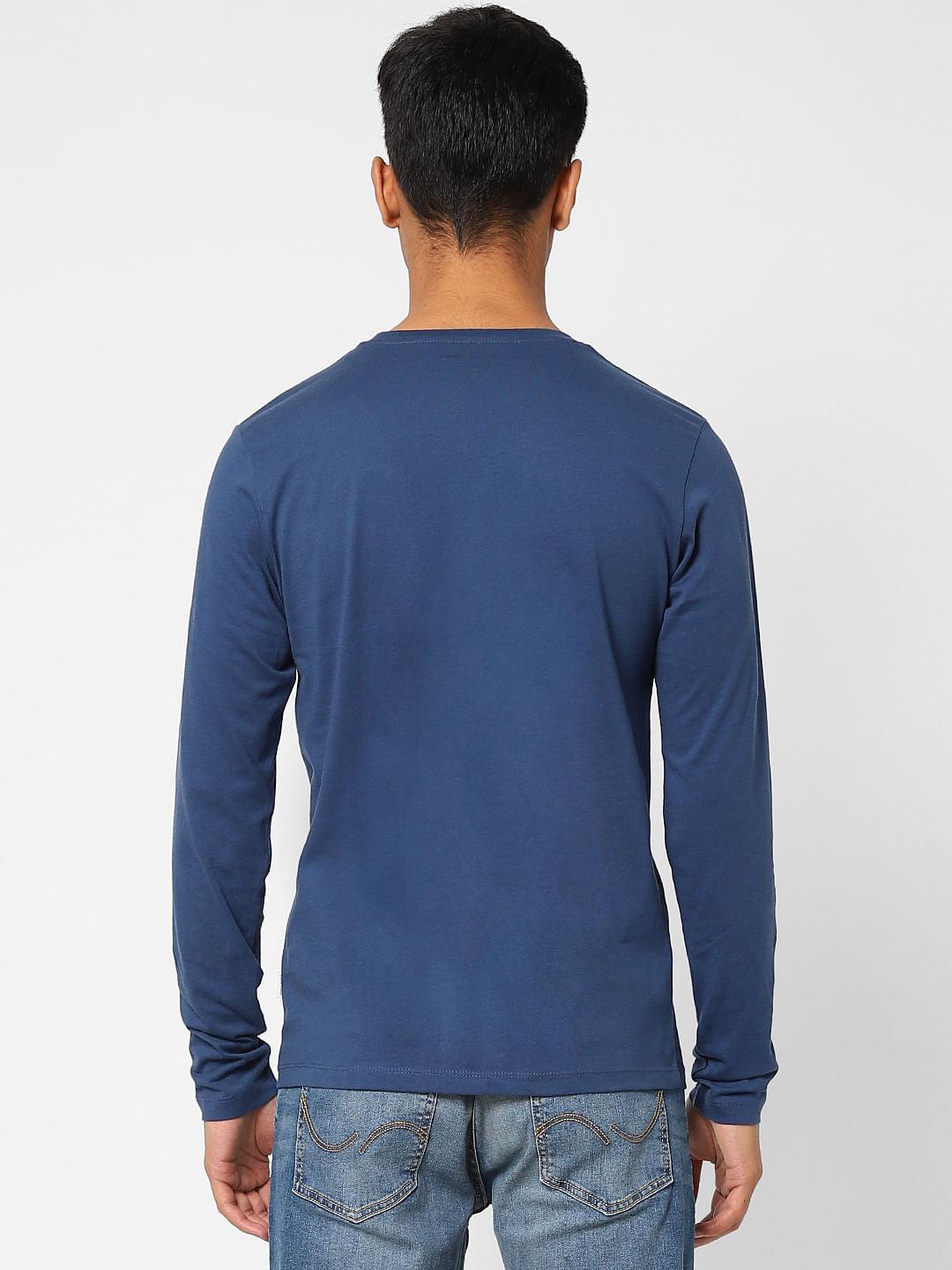 Blue Typographic Print Crew Neck T-shirt