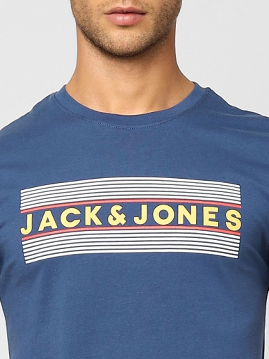 Blue Logo Print Crew Neck T-shirt