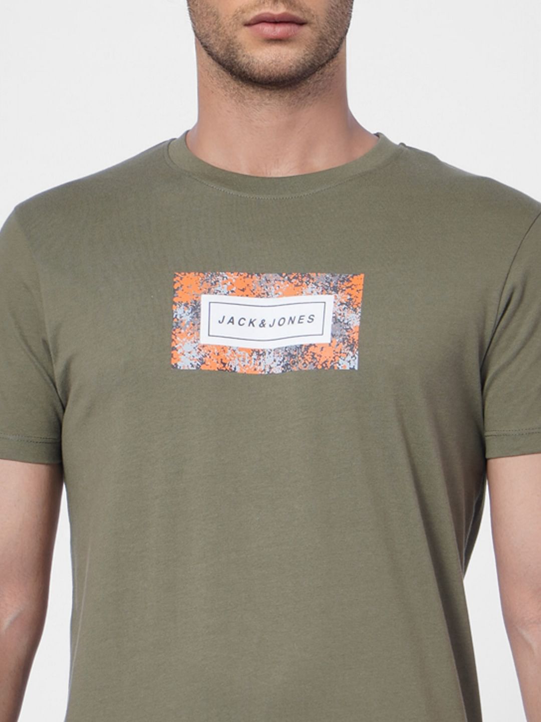 Green Logo Print Crew Neck T-shirt