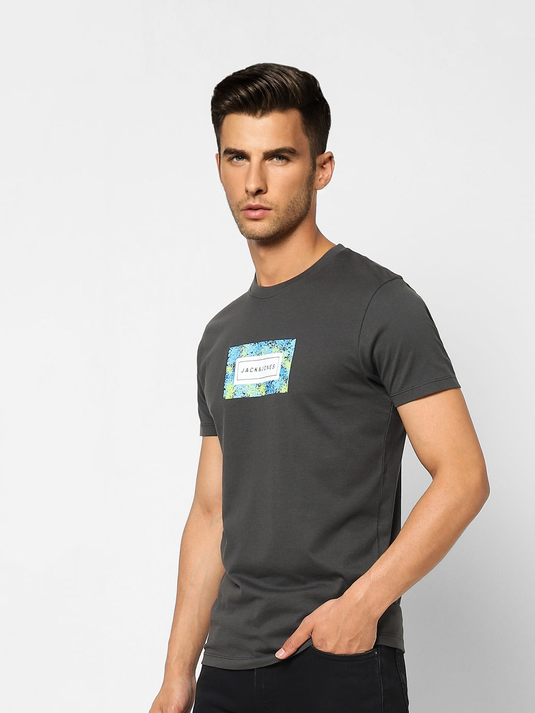 Black Logo Print Crew Neck T-shirt
