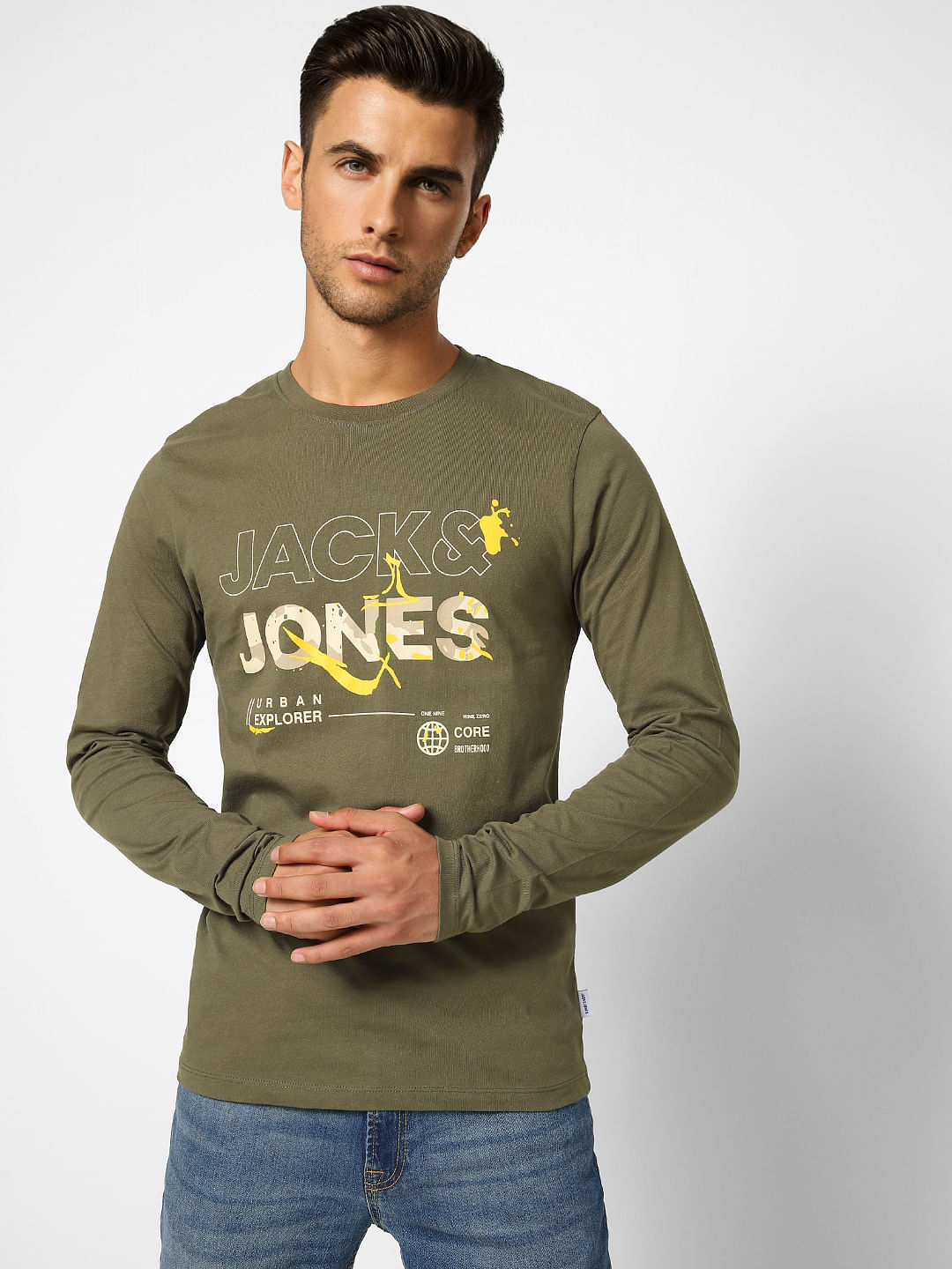 Olive Logo Print Crew Neck T-shirt