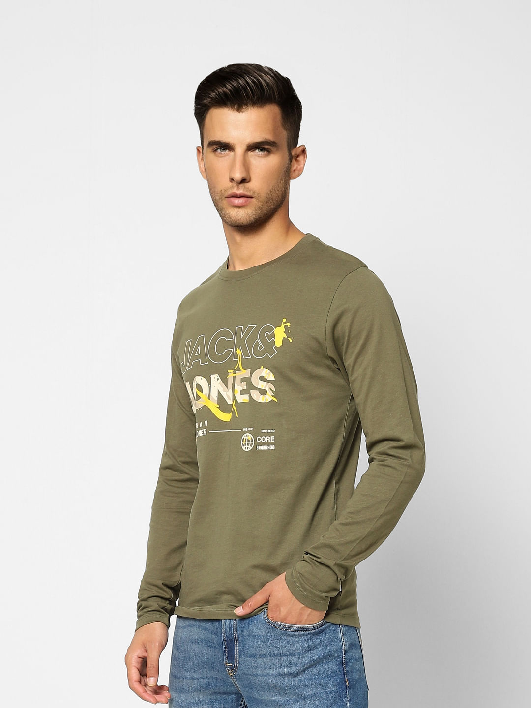 Olive Logo Print Crew Neck T-shirt