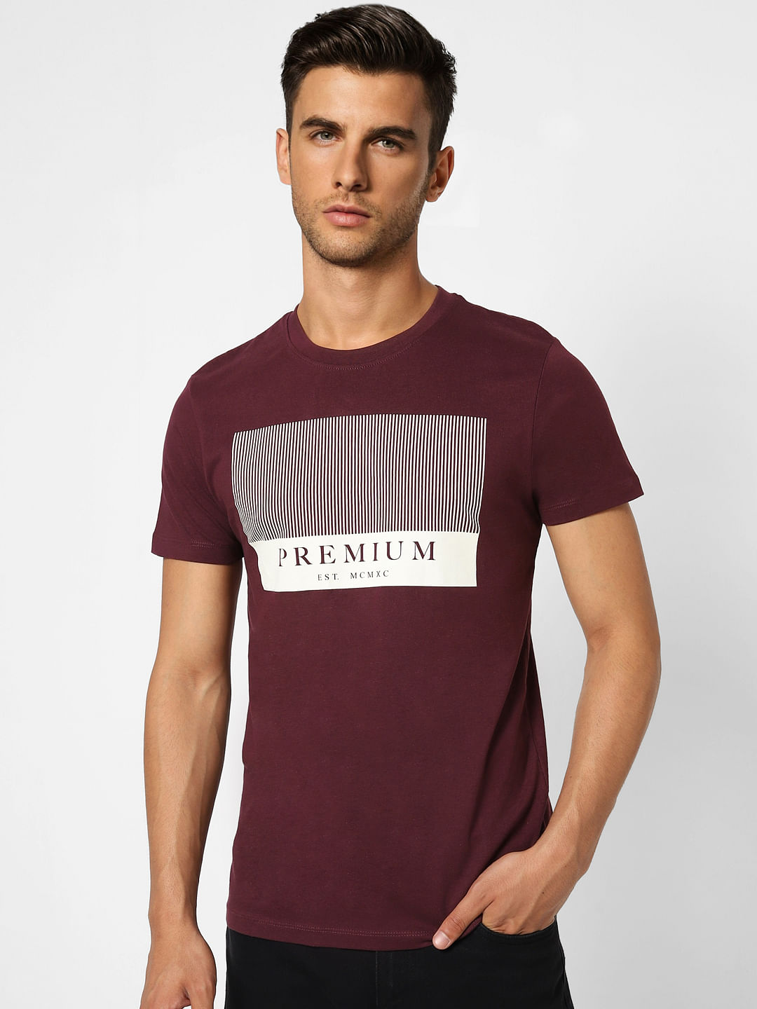 Burgundy Crew Neck T-shirt