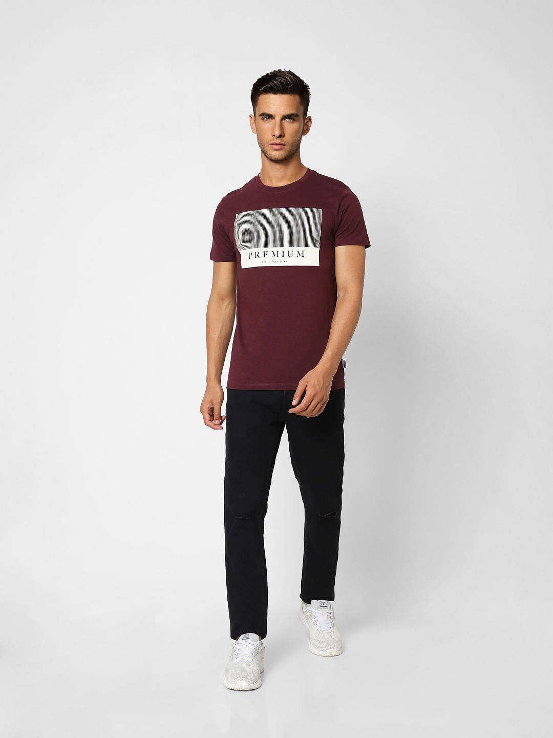 Burgundy Crew Neck T-shirt