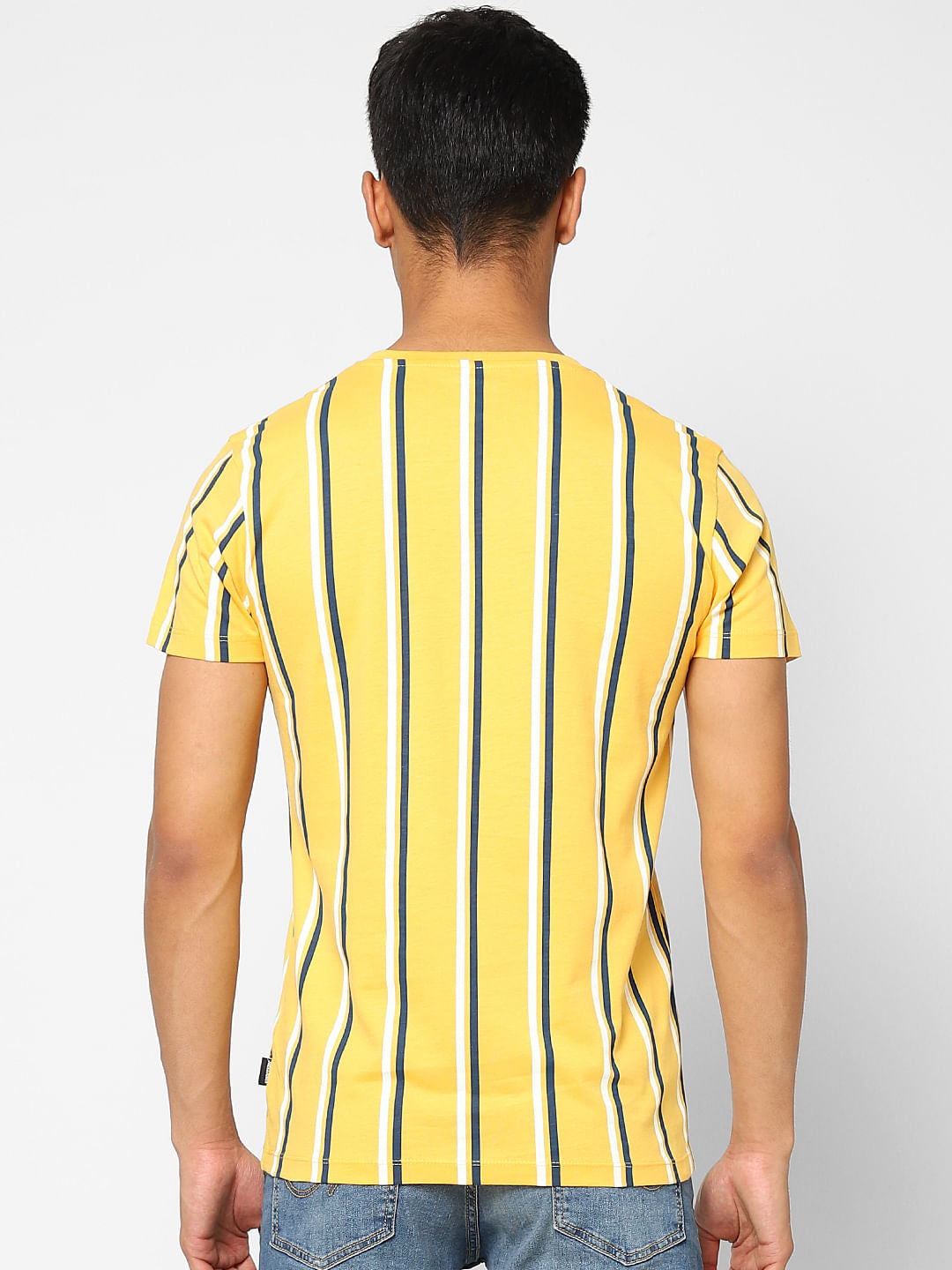 Yellow Striped Crew Neck T-shirt