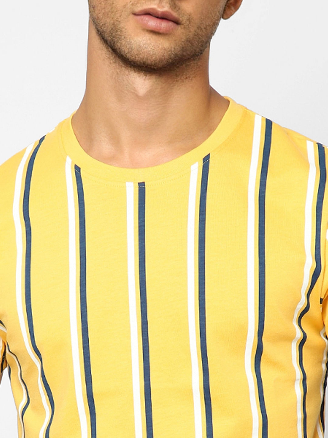 Yellow Striped Crew Neck T-shirt