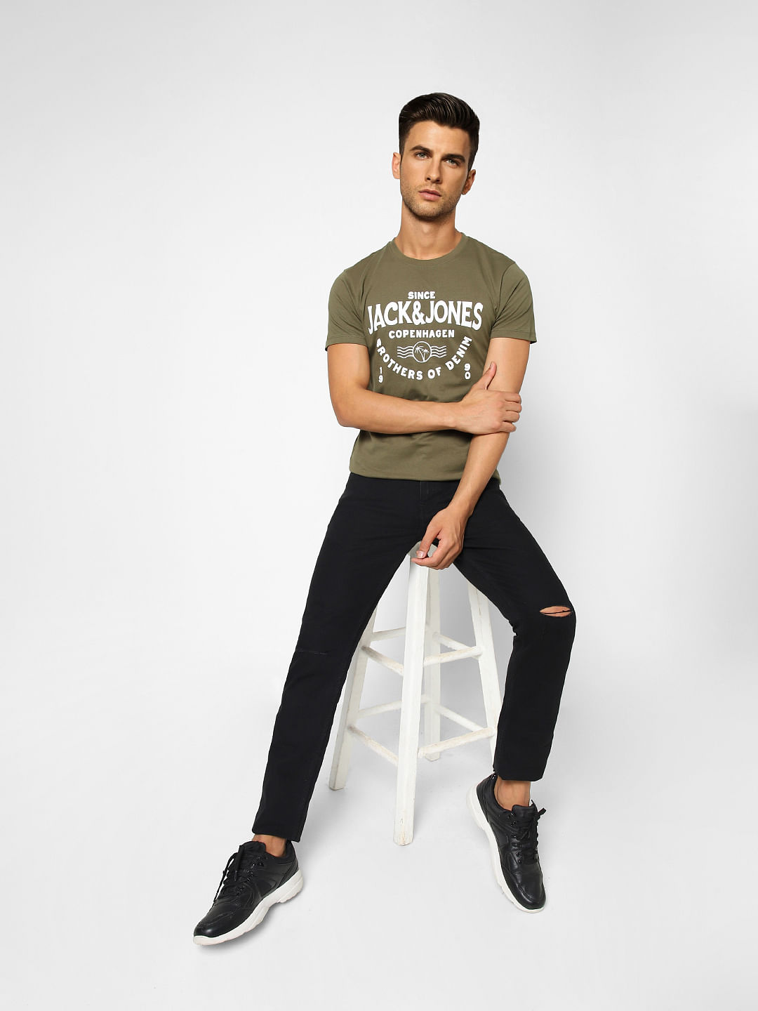 Olive Crew Neck T-shirt - S