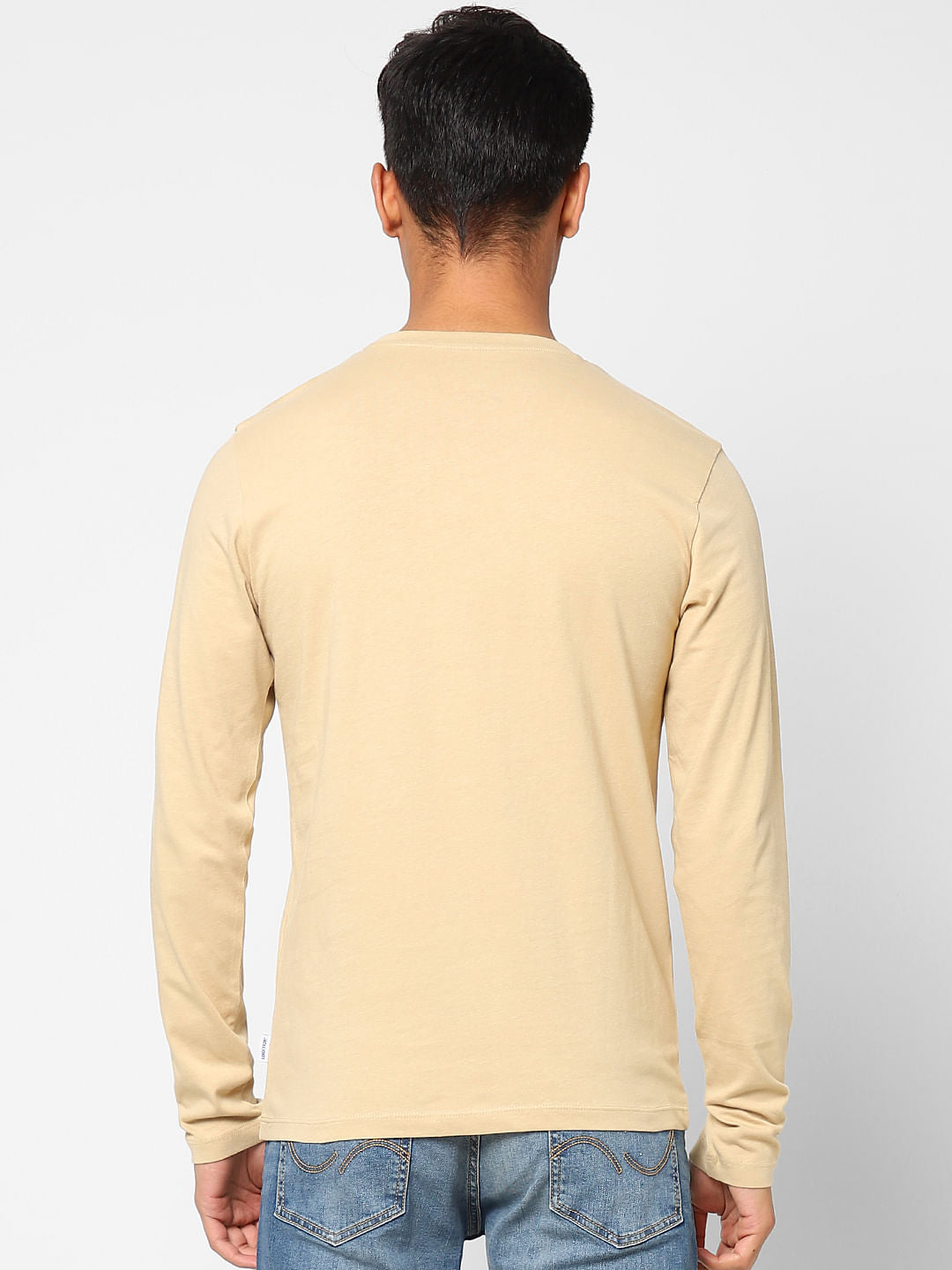 Beige Graphic Print Crew Neck T-shirt