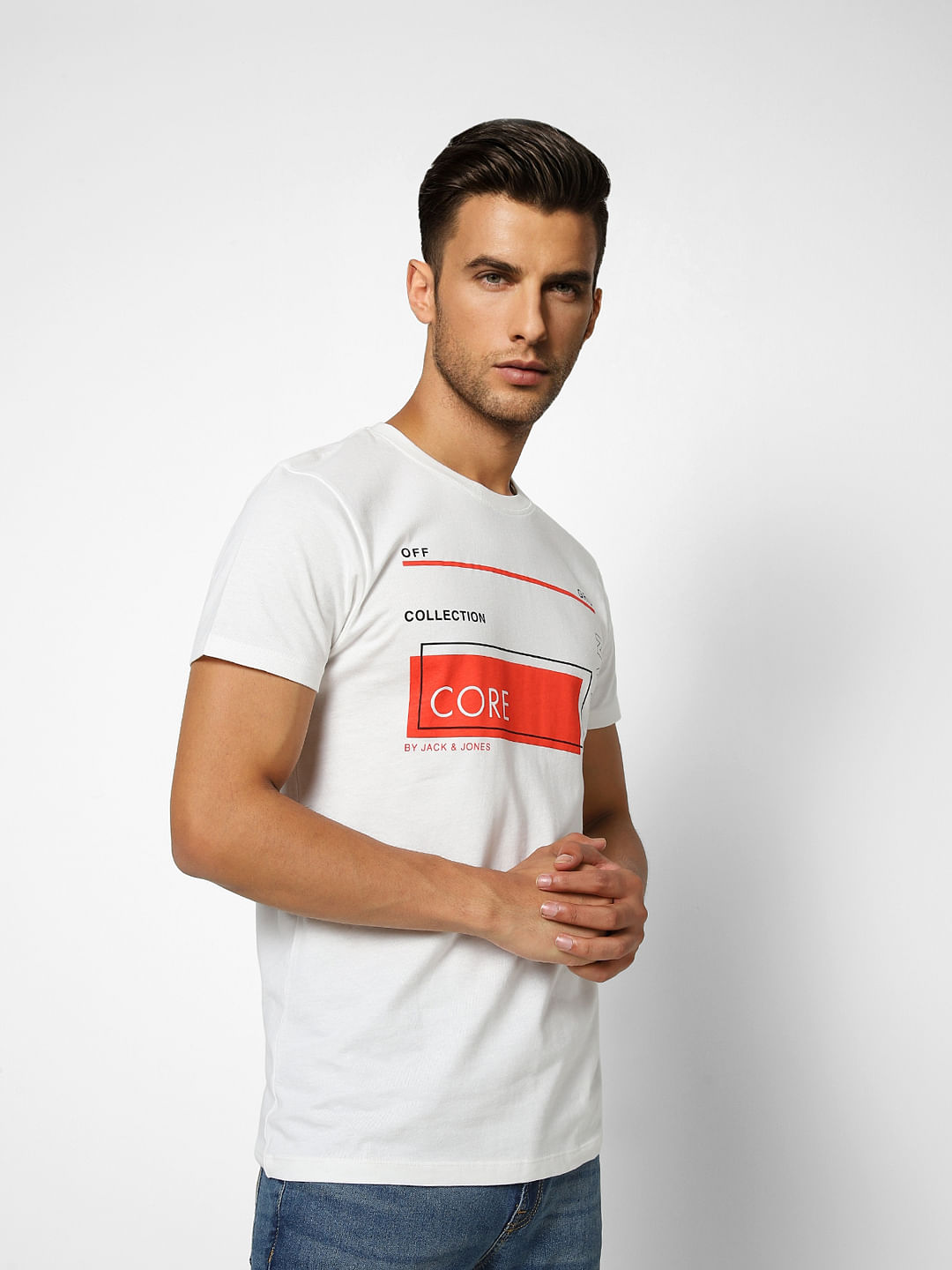 White Graphic Print Crew Neck T-shirt