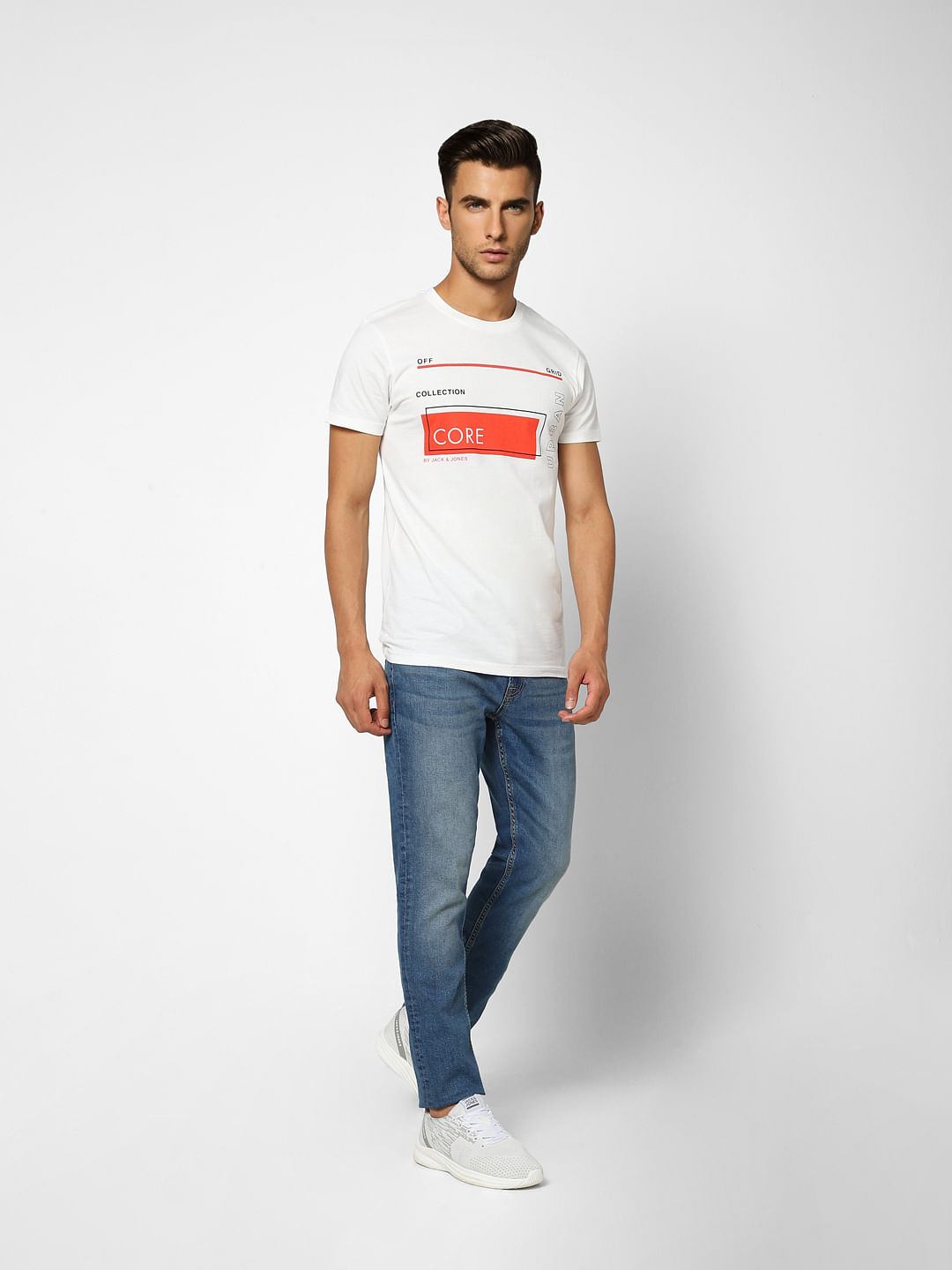 White Graphic Print Crew Neck T-shirt