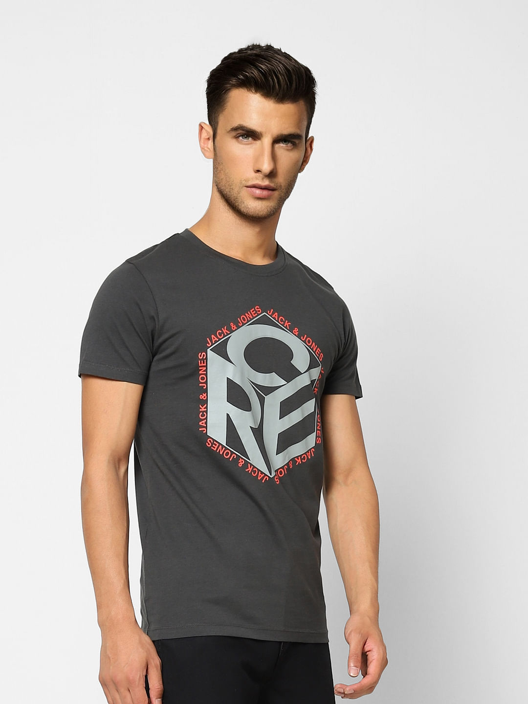 Black Typographic Print Crew Neck T-shirt