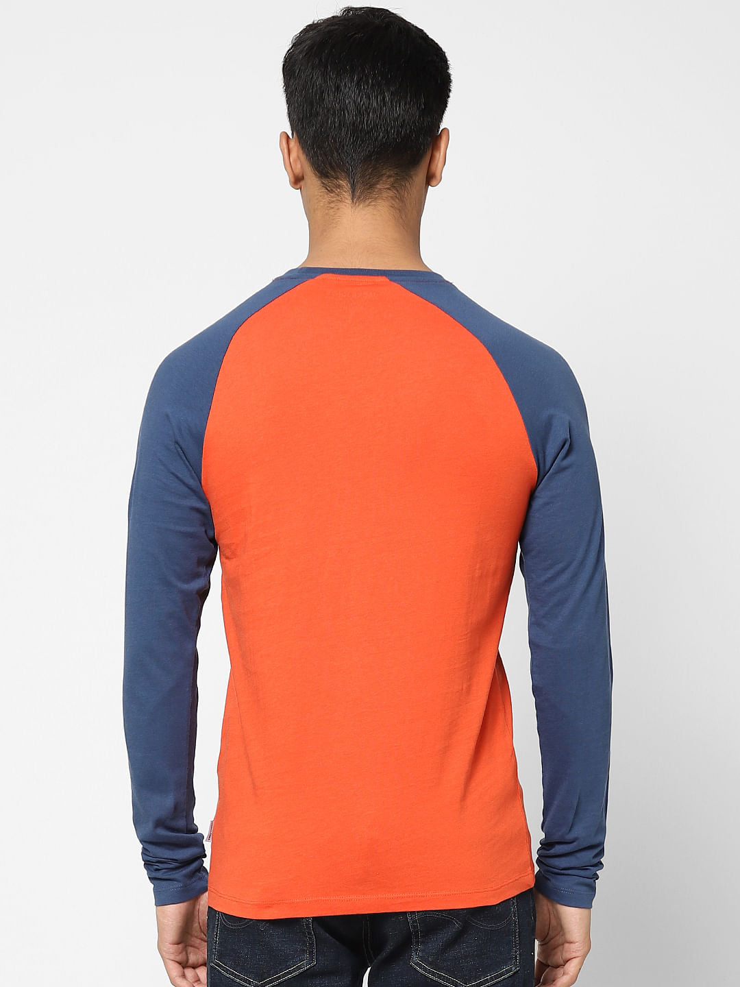 Red Colourblocked Crew Neck T-shirt