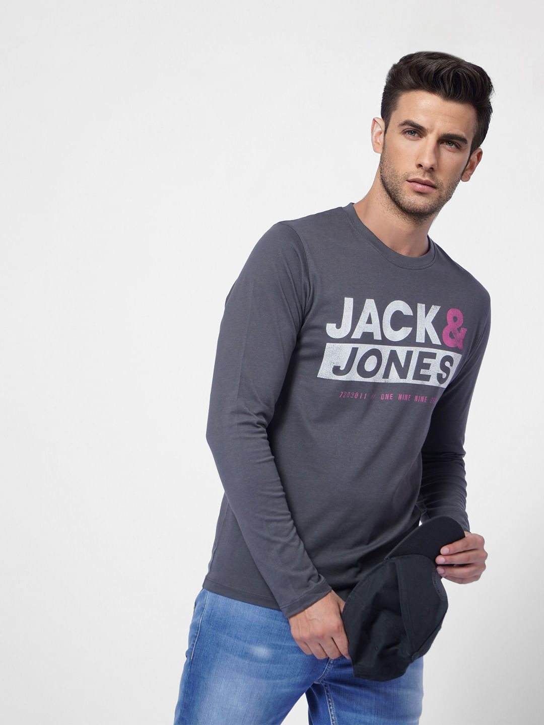 Black Logo Print Crew Neck T-shirt - S