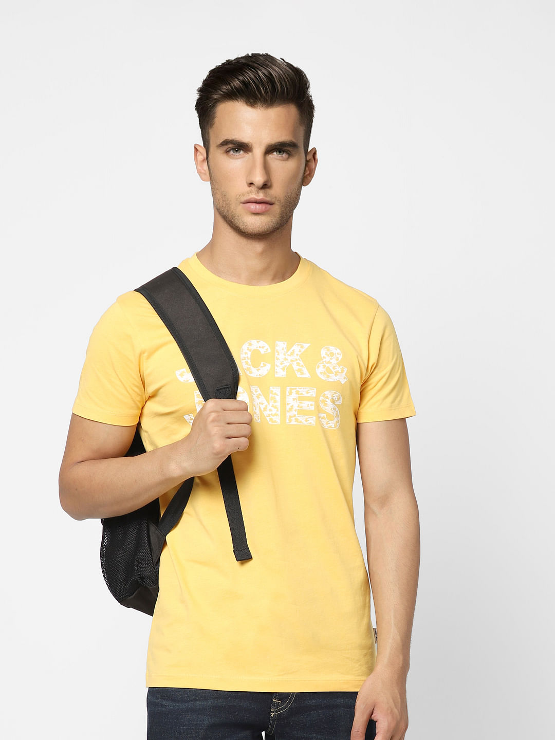 Yellow Camo Logo Crew Neck T-shirt