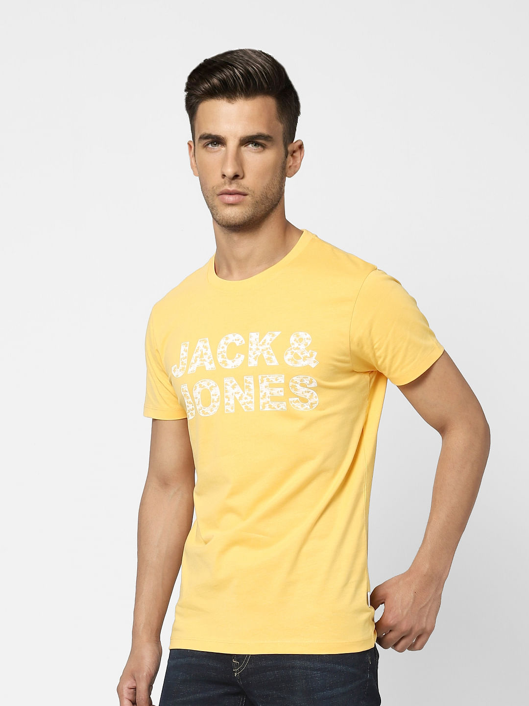 Yellow Camo Logo Crew Neck T-shirt