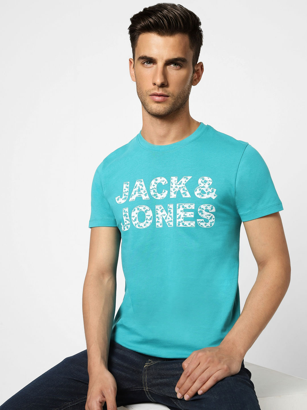 Blue Camo Logo Crew Neck T-shirt - S