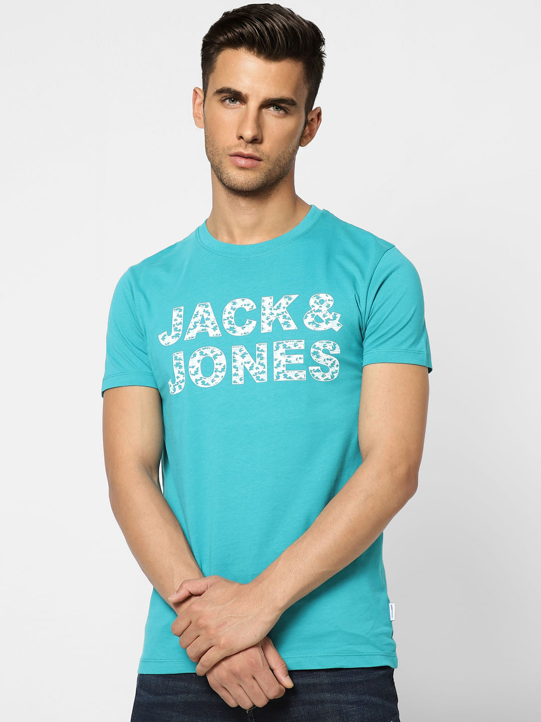 Blue Camo Logo Crew Neck T-shirt