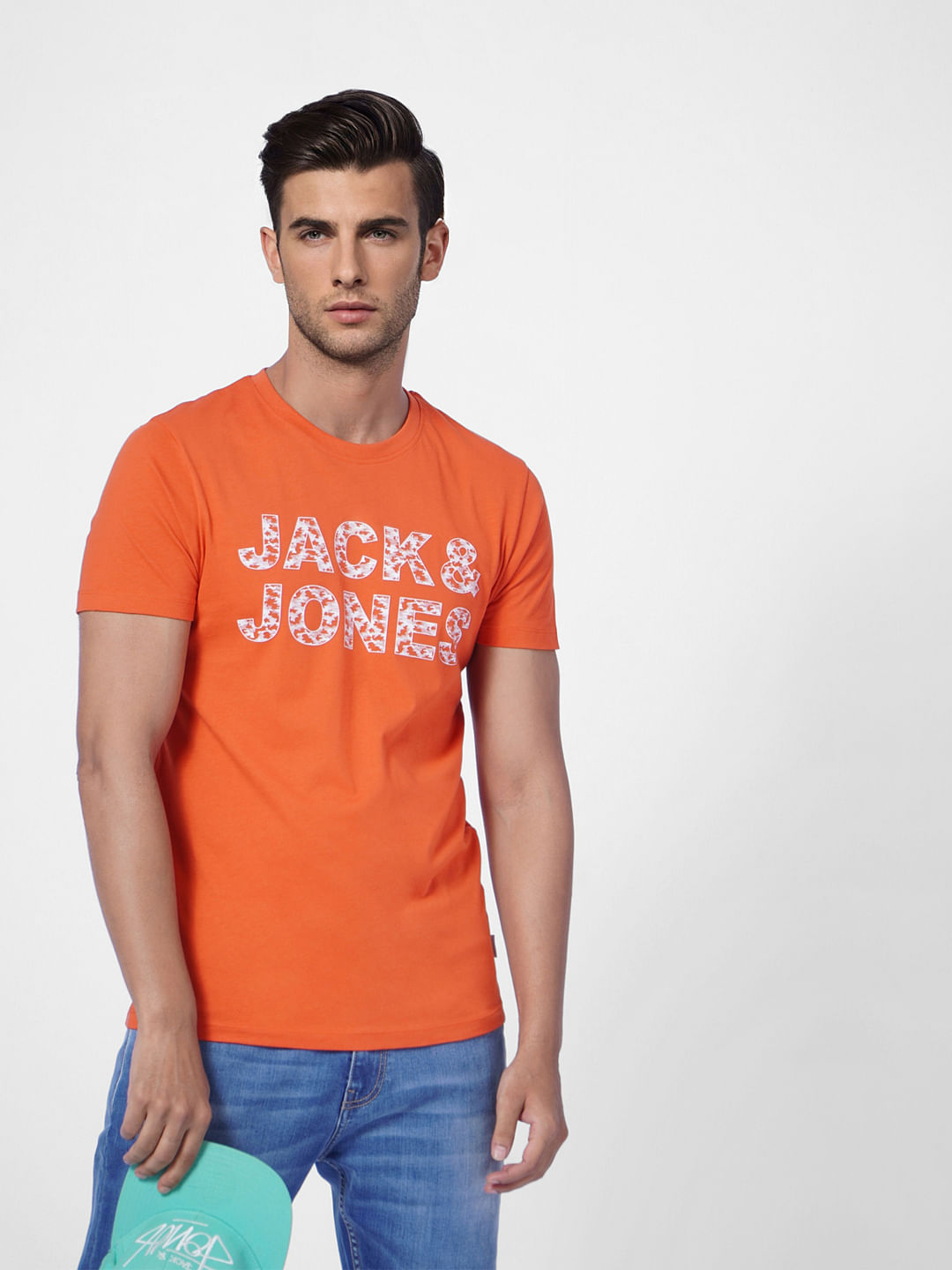 Orange Camo Logo Crew Neck T-shirt - S