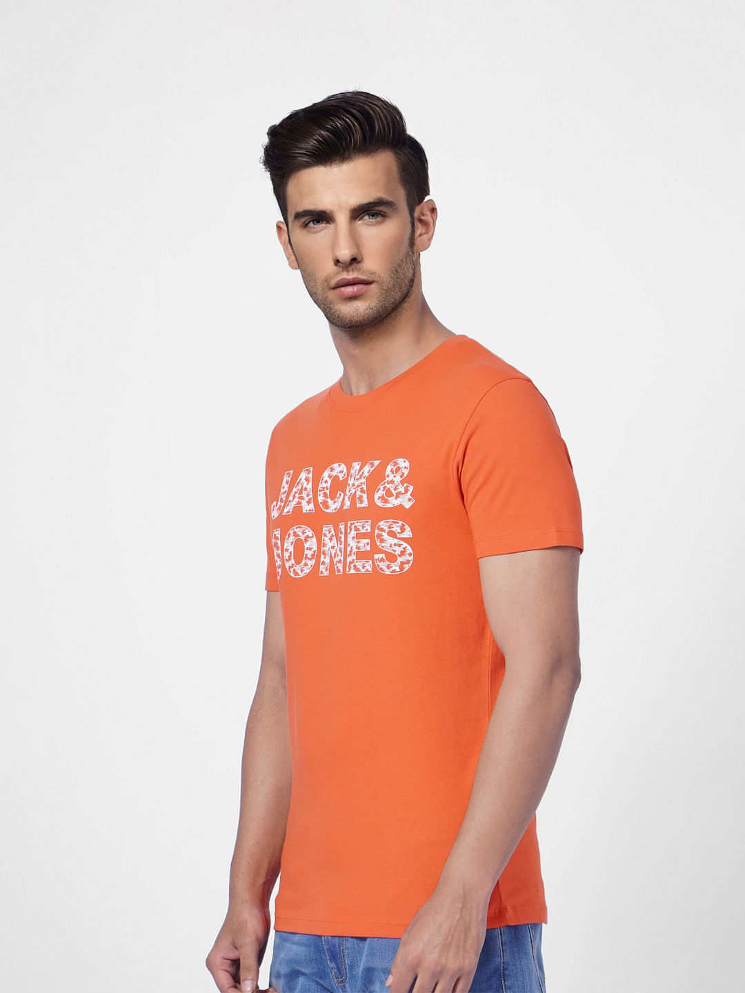Orange Camo Logo Crew Neck T-shirt