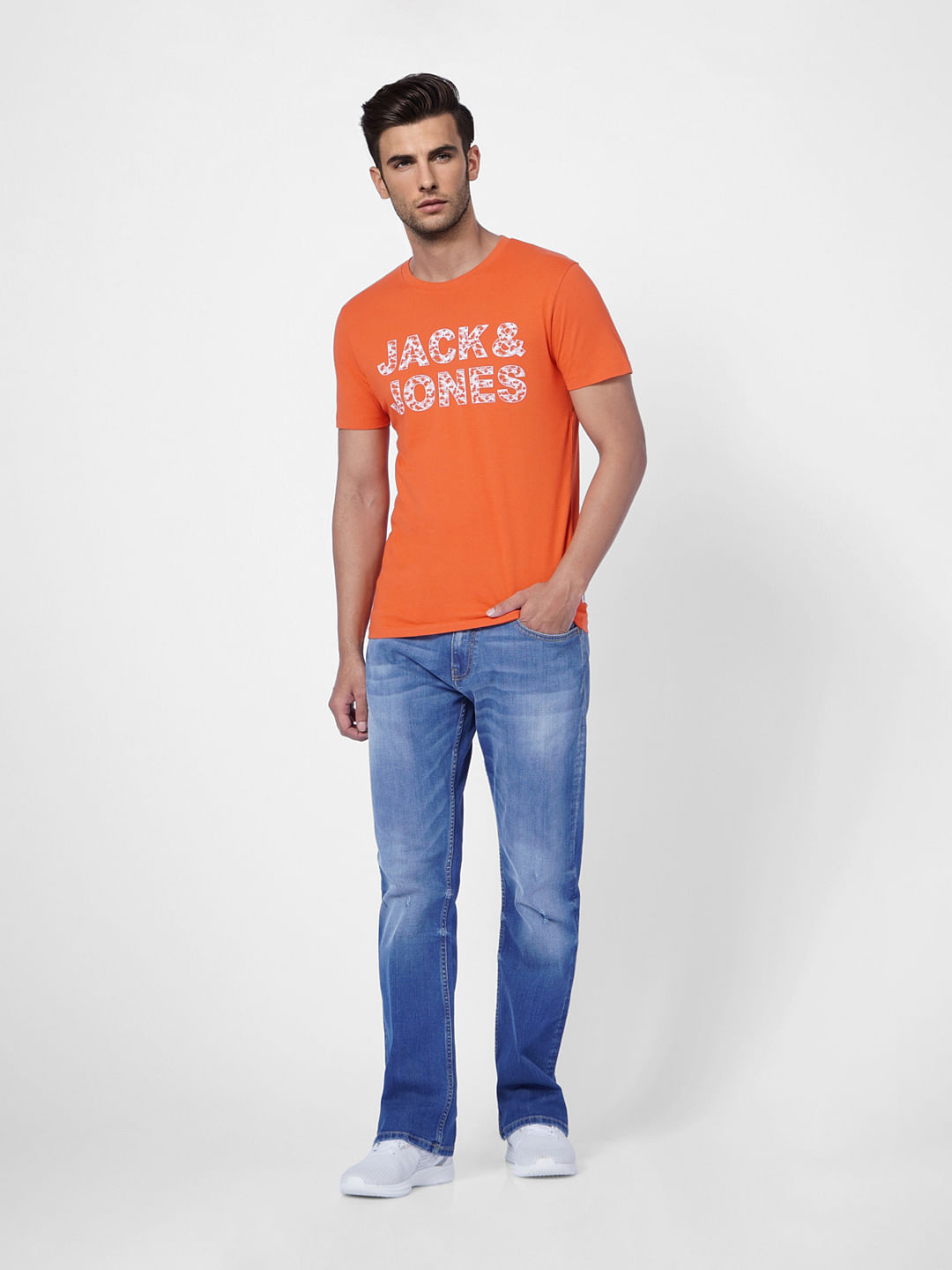 Orange Camo Logo Crew Neck T-shirt