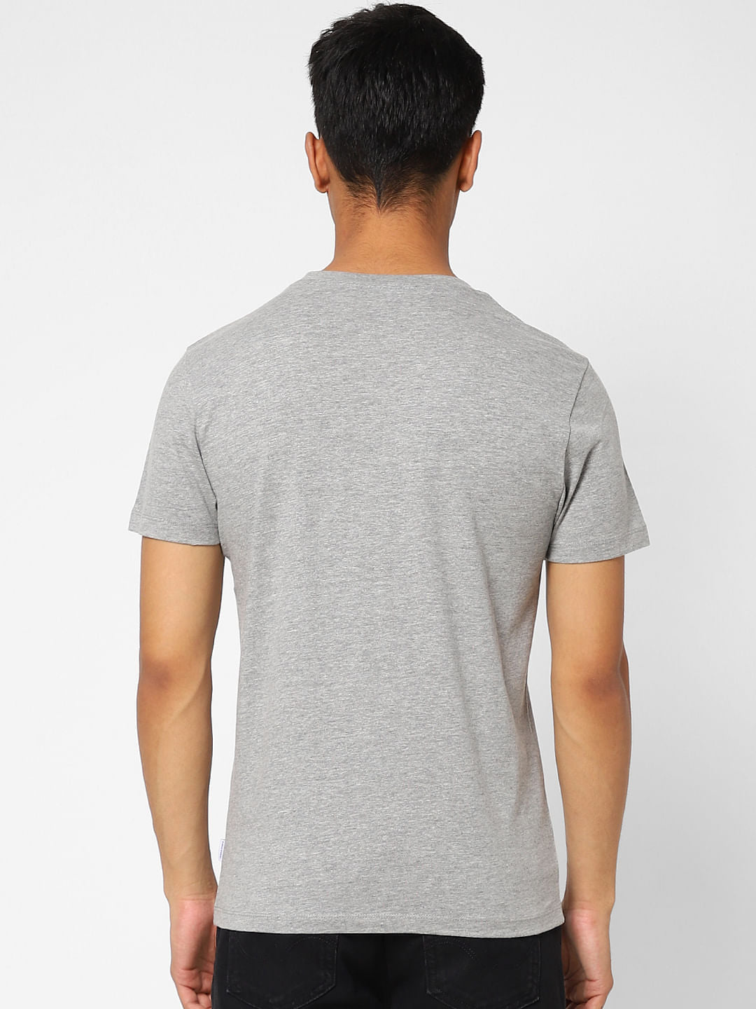 Grey Logo Print Crew Neck T-shirt