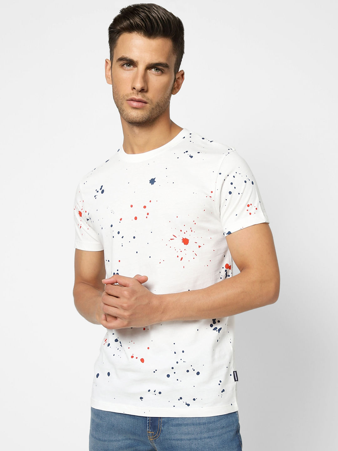 White Printed Crew Neck T-shirt
