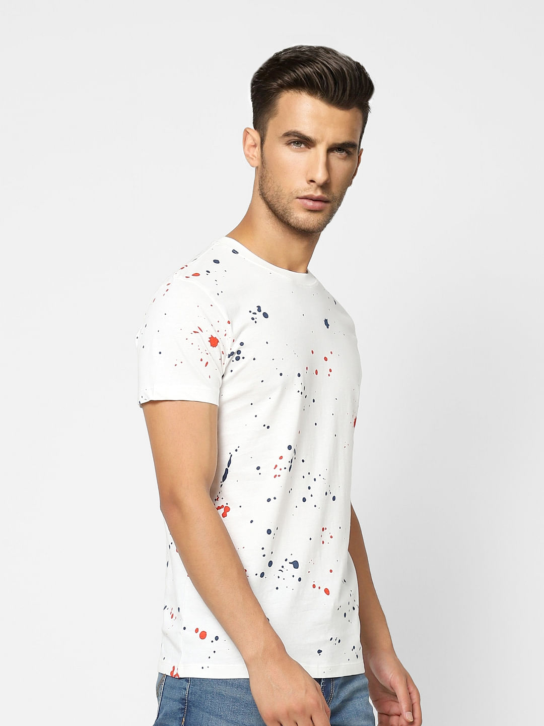 White Printed Crew Neck T-shirt