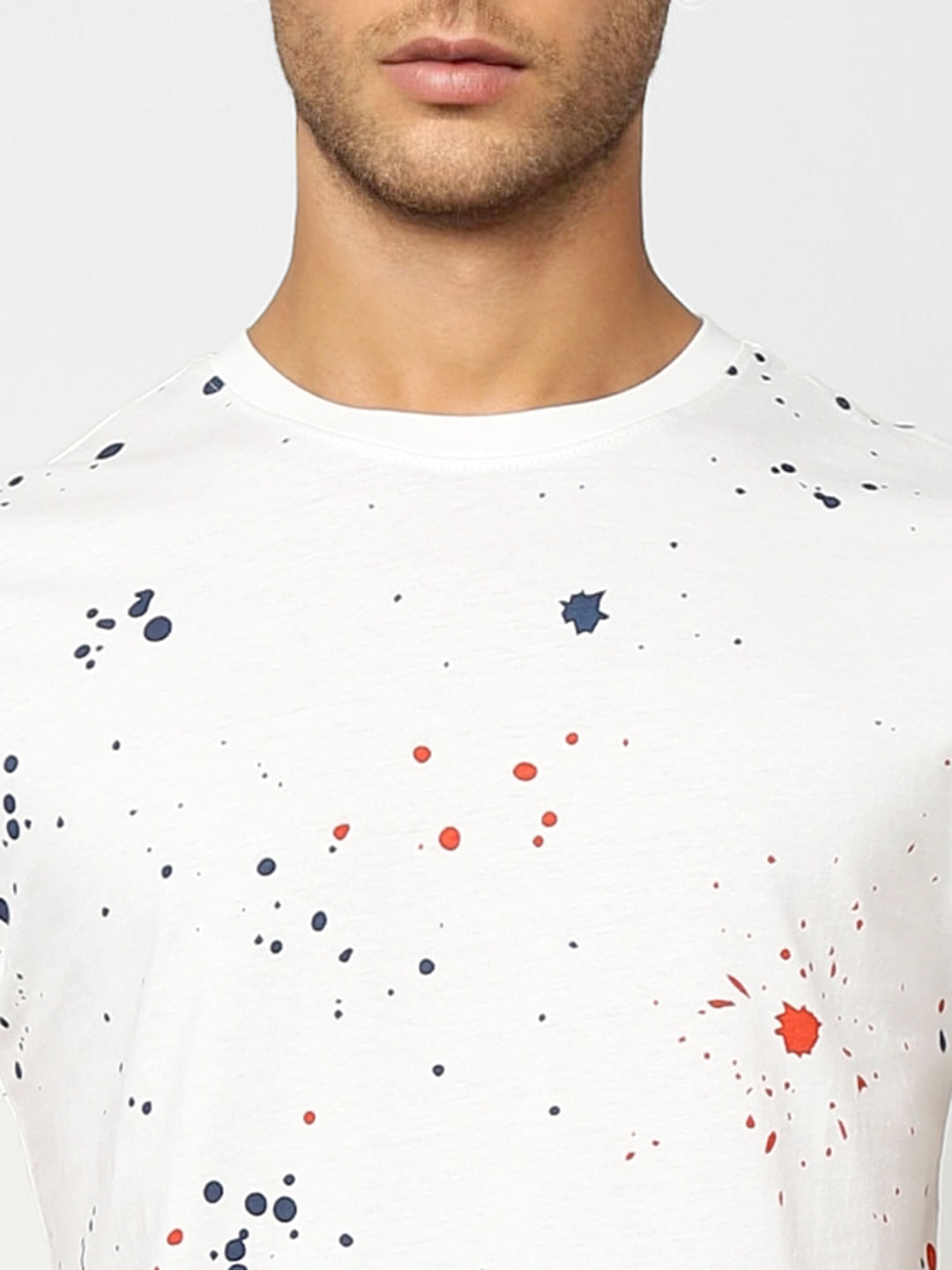 White Printed Crew Neck T-shirt