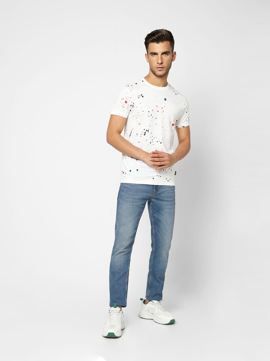 White Printed Crew Neck T-shirt