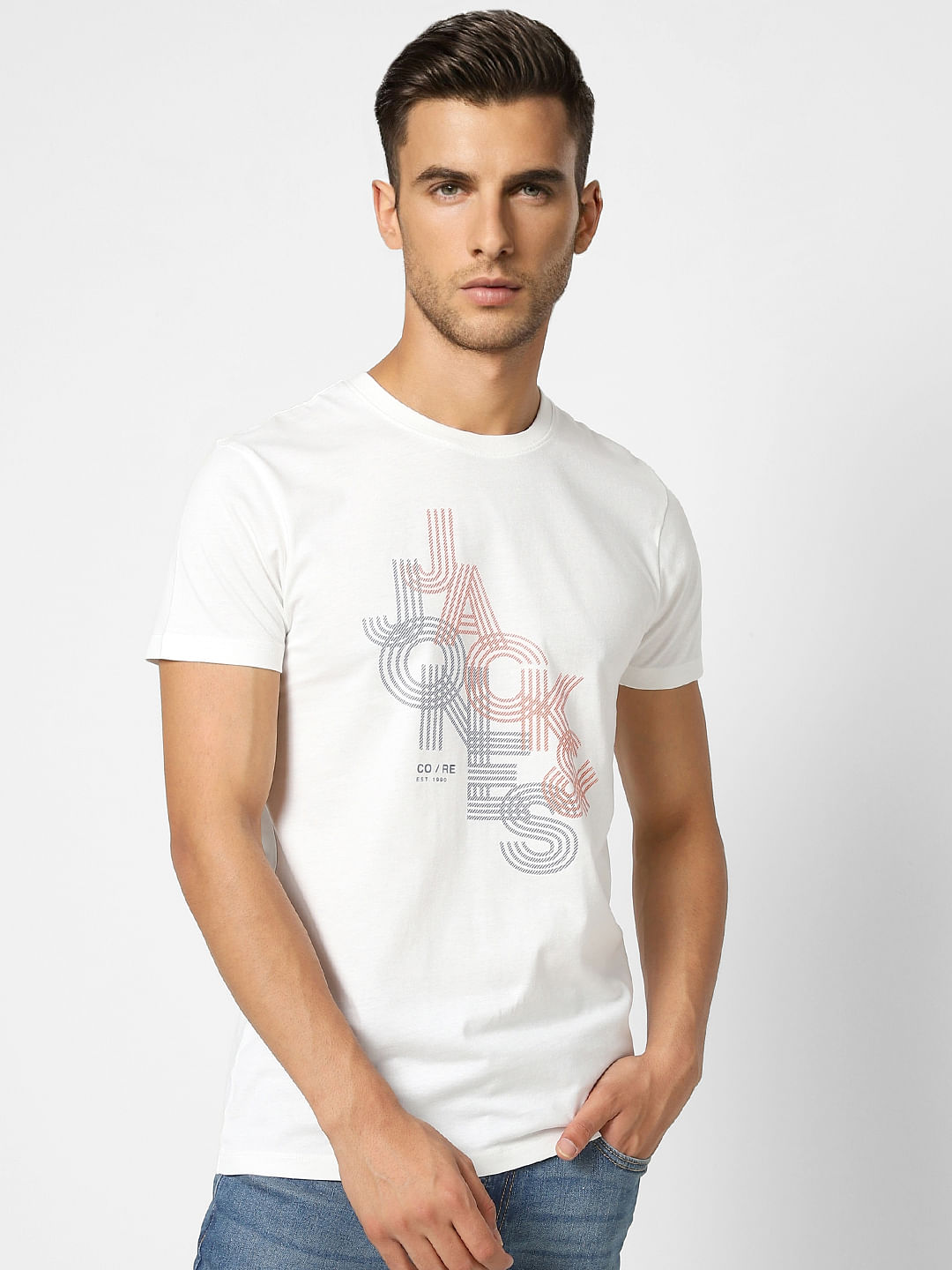 White Typographic Logo Crew Neck T-shirt