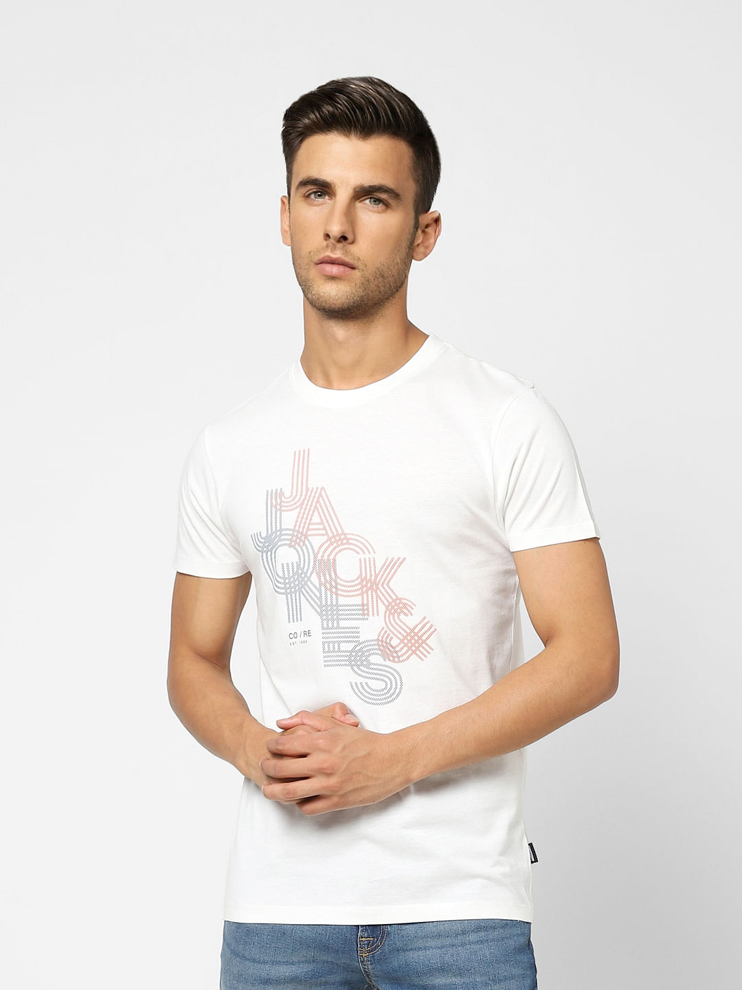 White Typographic Logo Crew Neck T-shirt