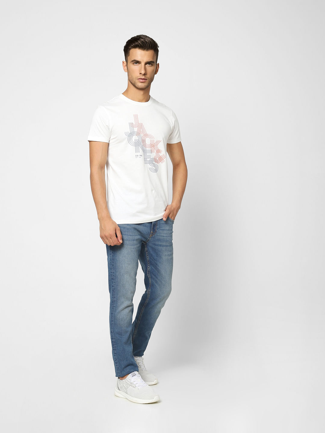 White Typographic Logo Crew Neck T-shirt