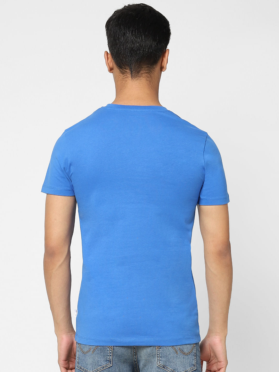 Blue Typographic Logo Crew Neck T-shirt