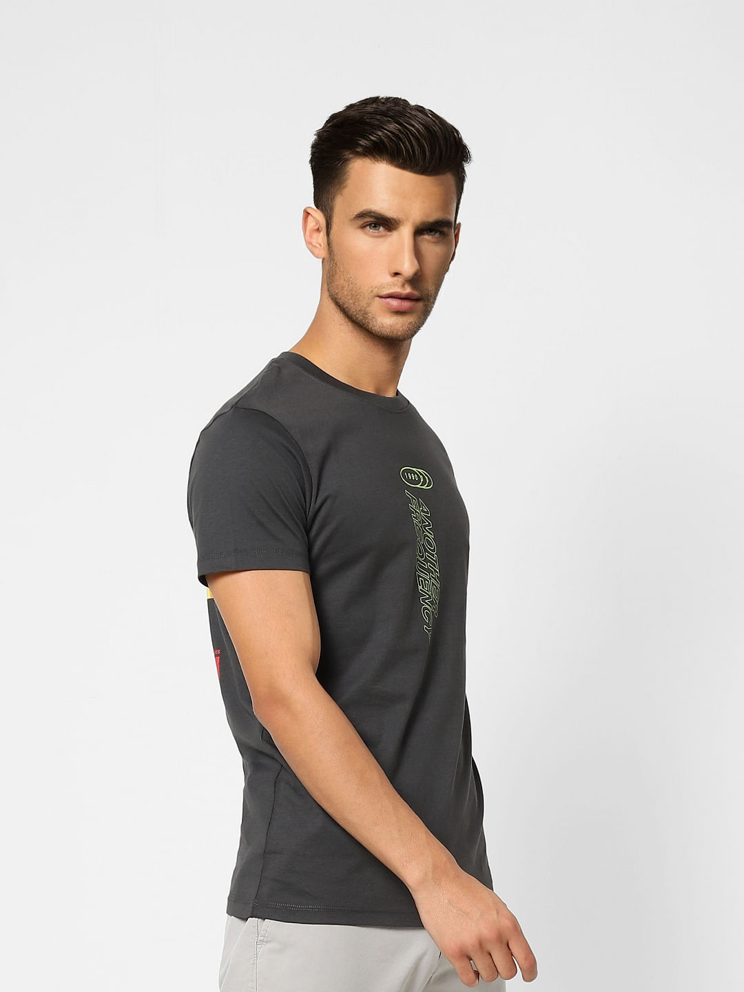 Black Graphic Print Crew Neck T-shirt