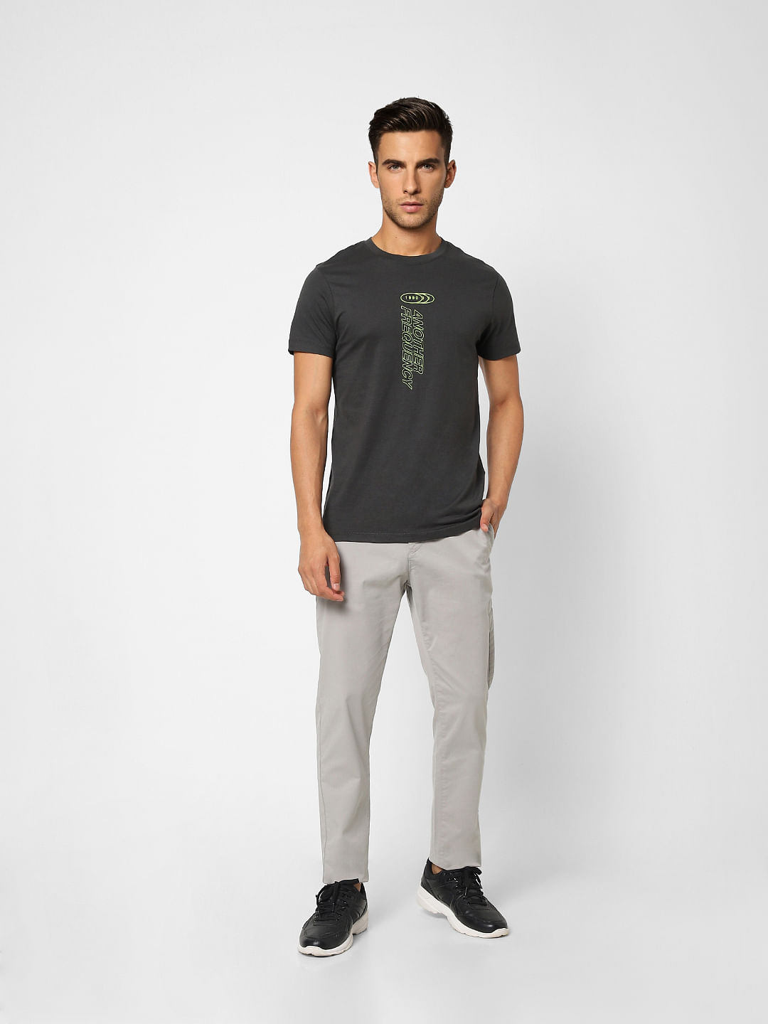 Black Graphic Print Crew Neck T-shirt