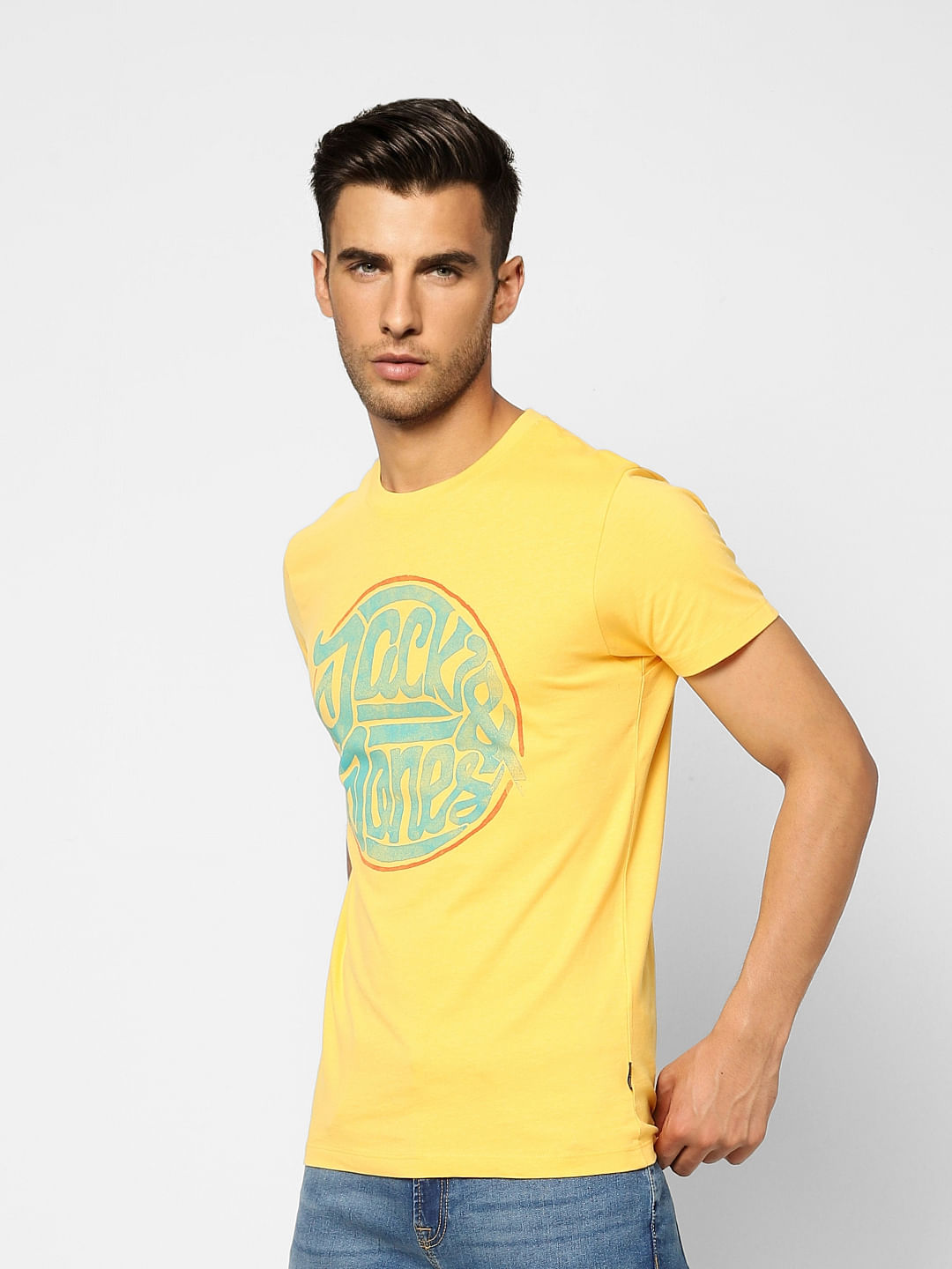 Yellow Graphic Print Crew Neck T-shirt